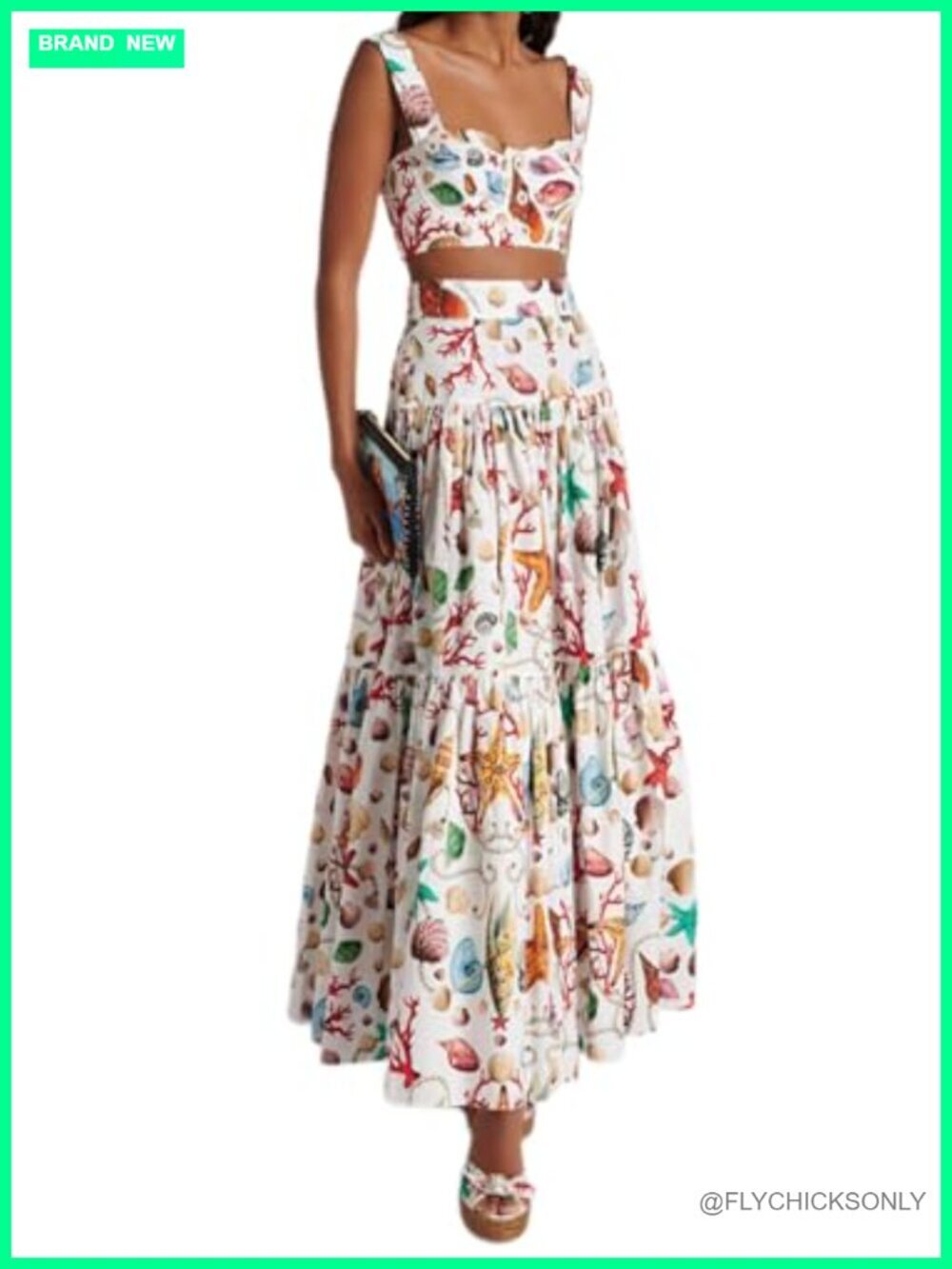 Animal Print Halter Top & Maxi Skirt Set Sleeveless Summer Vacation Outfit